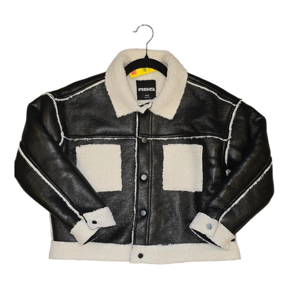 Kids Black and White Shearling Jacket